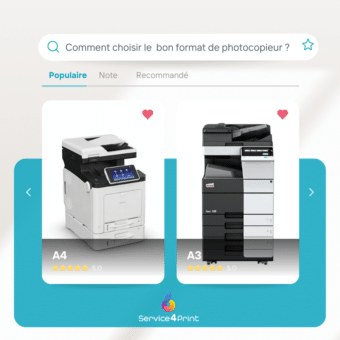 Les formats papier les plus utilisés avec un photocopieur : A4, A3 et plus